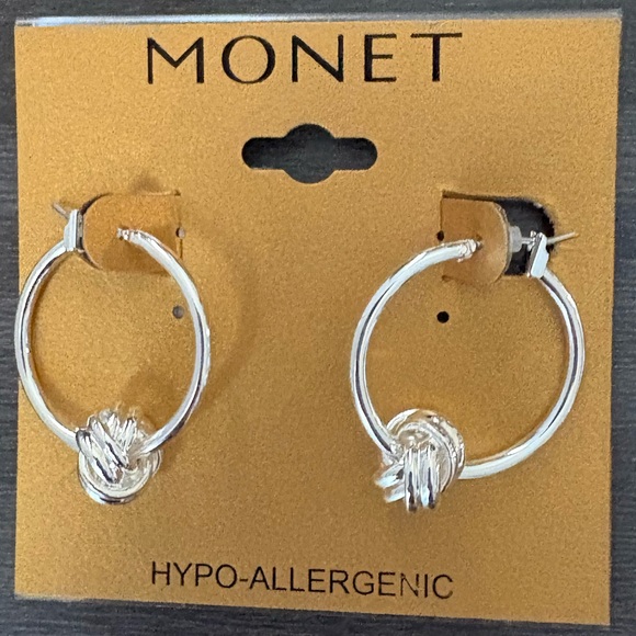 Monet Silver Knot Hoop Earrings - Picture 1 of 2